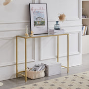 Happyment Console tafel modern - Wandtafel - Transparant goud - Bijzettafel - Haltafel - Sidetable - 100cm