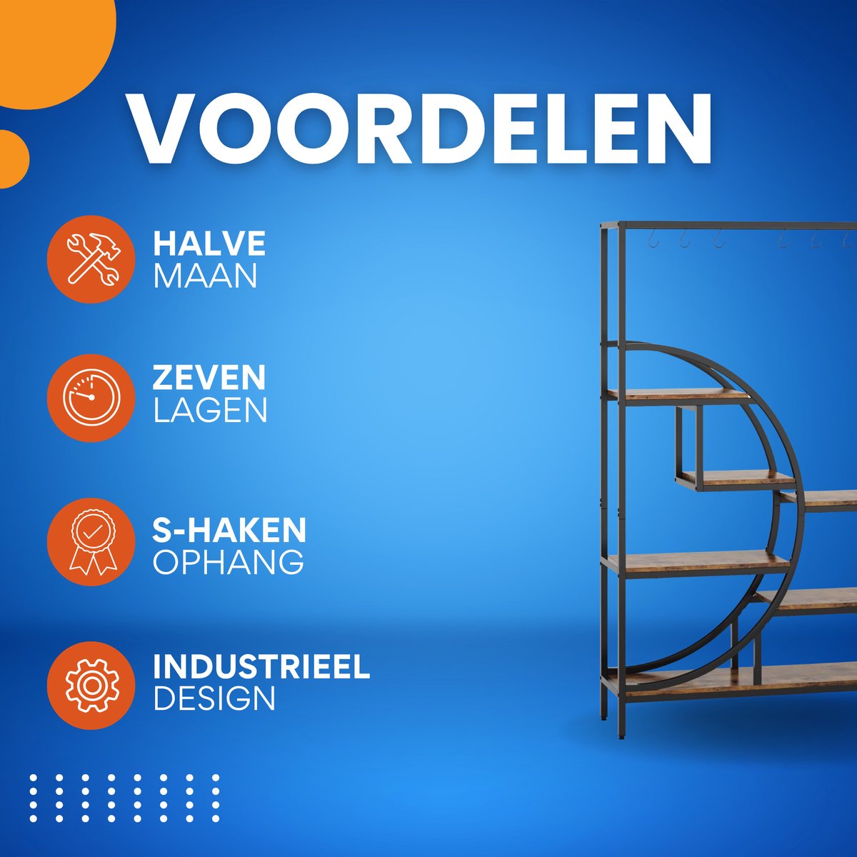 Plantenstandaard - Plantenrek Buiten - Bloemenpot - Voor binnen en buiten - 7 Lagen en S-Haken - Bruin - 179 cm hoog × 100 cm breed × 30 cm diep
