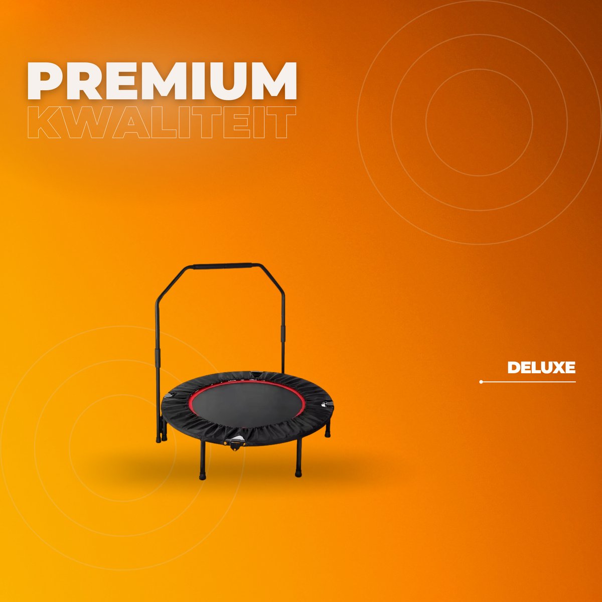 Opvouwbare Mini Fitness Trampoline - Mini trampoline - Sport trampoline - Voor Indoor Workout & Oefening - Met Verstelbare Handgreep & Rebounder Functie - 101 cm, Max 150 kg Belastbaar - Zwart & Rood