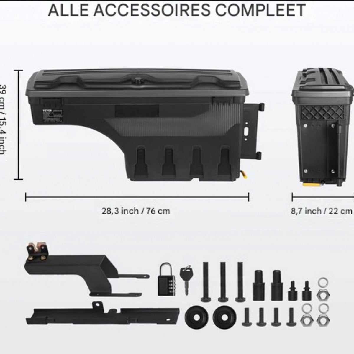 Opbergbox - Auto of vrachtenwagen of aanhanger - Afsluitbare Draaikoffer - Gereedschapskist - Wielkast Compatibel met Ford F-150 2015-2021