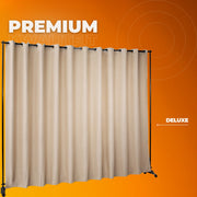 Scheidingswand op wieltjes - Kamerscherm of kantoor - Paravan - Gordijn Verdeler Stand - Vrijstaand - 242x305cm - Aluminium Frame