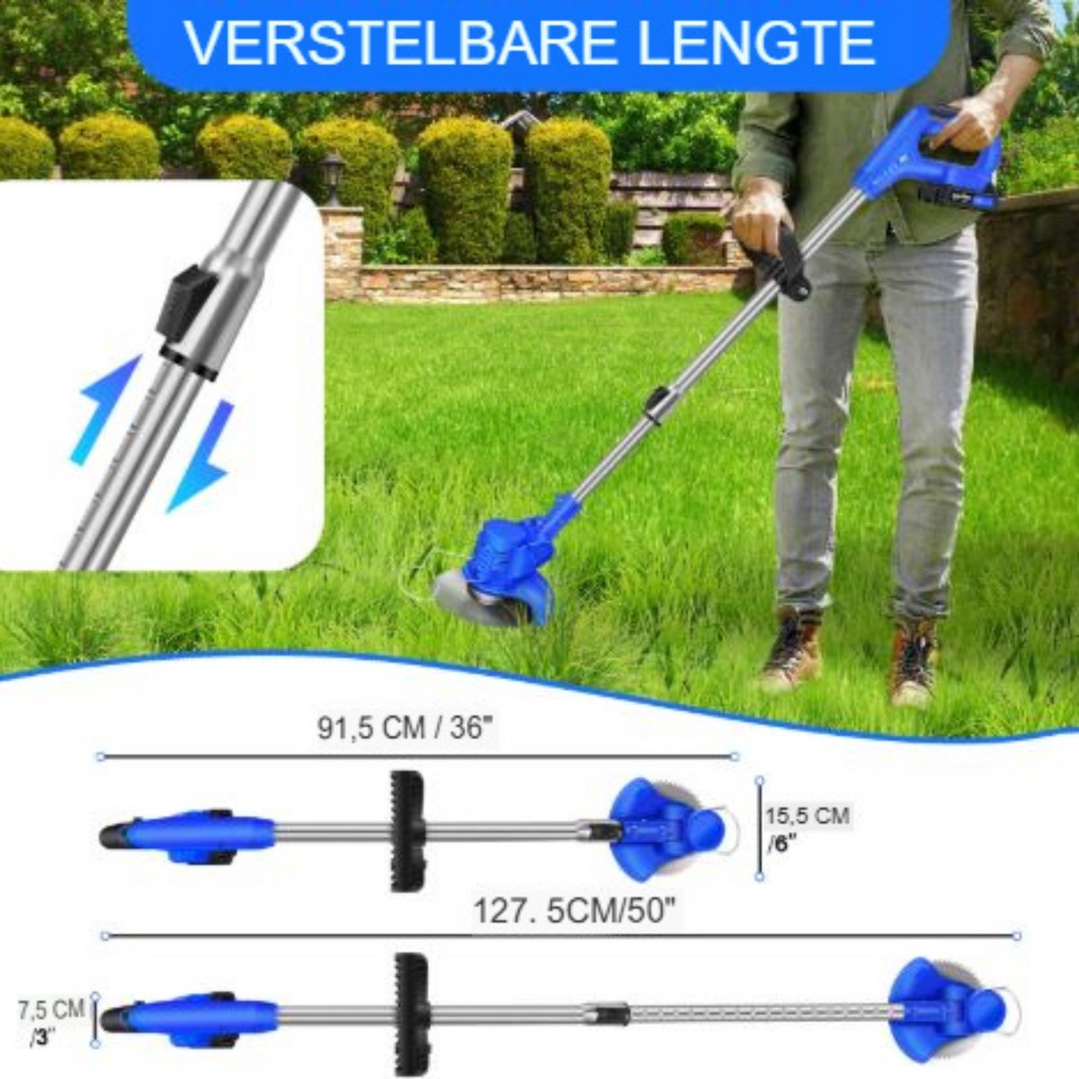 Snoerloze Tuinstrimmer Verdo - Elektrische Grastrimmer - 21V Li-Ion Batterij - Afneembare Grastrimmer - Inclusief Oplader
