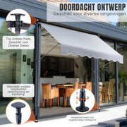 Zonneluifel - 183cm - Ook als balkonluifel - Terras - Knikarmscherm zonnescherm - Uitschuifbaar - PU Coating - In Hoogte Verstelbaar