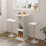 Happyment Bartafel Cardiff - Met opbergruimte - Vierkant - Voor binnen - Keuken - Hout - Metaal - Wit - 60x60x112cm