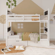 Luxe hoogslaper voor kinderen - 90x200 cm - 2 Kinderbedden - stapelbed - Met Hoektrap, valbeveiliging en raam - Peuterbed