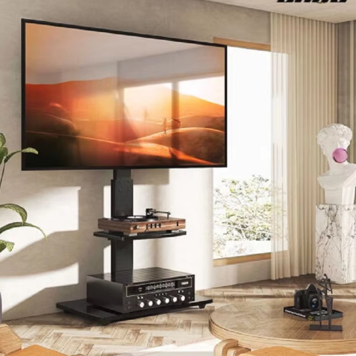 TV vloerstandaard verrijdbaar - Universeel - Voor 32"-65" inch - Standaard - In hoogte Verstelbaar - Zwart