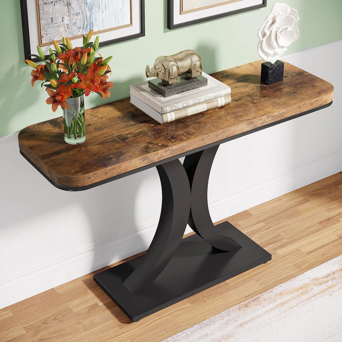 Console tafel Valdera - Wandtafel - Sidetafel - Dressoir - Massief hout en metaal - Haltafel - Woonkamer of hal