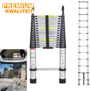 Telescopische Ladder 4,4M - Aluminium Uitschuifbare Ladder - Lichtgewicht & Draagbaar - Stabiele Haken - Max. 150KG Belastbaar