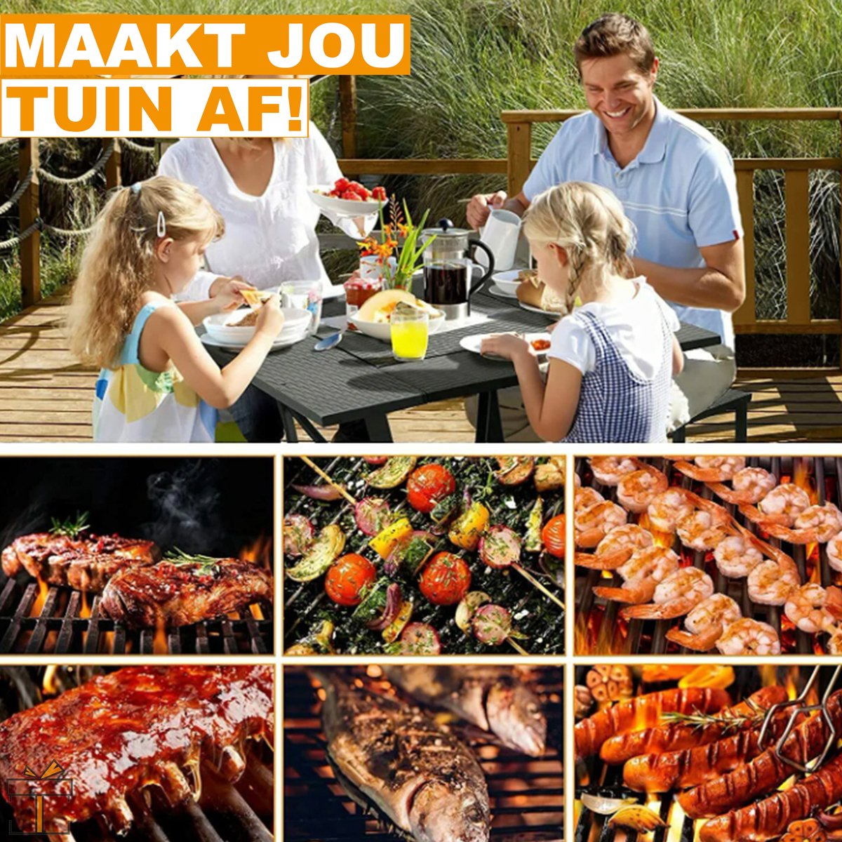 Happyment BBQ tafel - 2in1 - Tuintafel en barbecue - Vuurkorf of ijsbak - Buitentafel