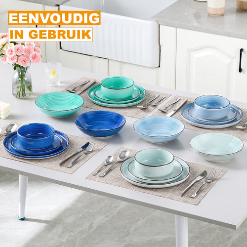 Averto Serviesset - 18 delig - 6 persoons - Rainbow - Dinerborden - Bordenset - Diepe borden - Ontbijtborden - Servies - Keukenservies