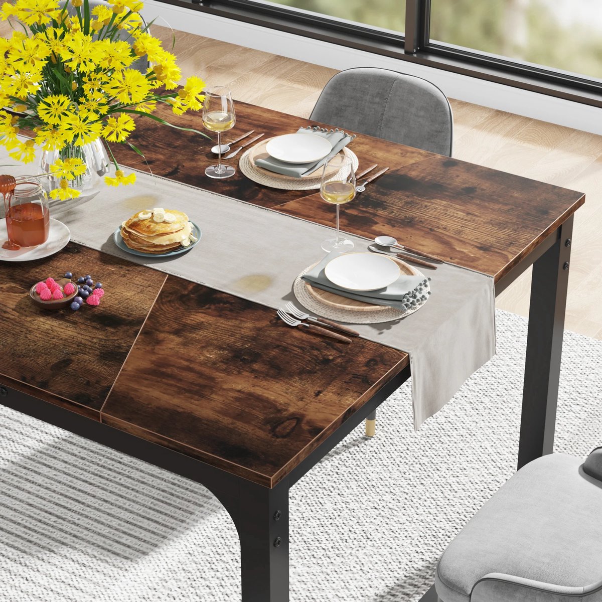 Eettafel Antwerp - 160cm - Voor 6 personen - Voor Keuken of eetkamer - Bruin