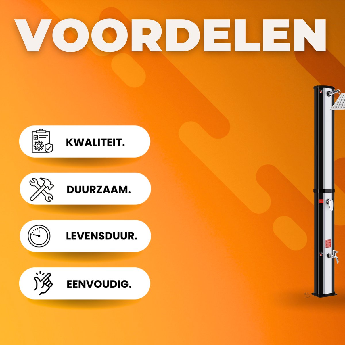 Solar buitendouche - 35L - Geen stroom - Tuindouche - Voor Tuin, strand en zwembad - Waterdicht. -Zilver