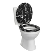WC-bril - Toiletbril – Voor Toilet & Badkamer – Soft-Close - Duurzaam Kunststof - Zwart marmer motief