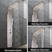 Luxe douchepaneel - Regendouche 5 in 1 - Met thermostaatkraan - RVS - Regenval & Massagestralen - Wandmontage