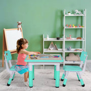 Kindertafel met stoeltjes - 2 stoelen - Activiteiten tafel - Speeltafel Kinderbureau - 3-8 jaar - In Hoogte Verstelbaar - Studeertafel voor Kinderen - Turquoise