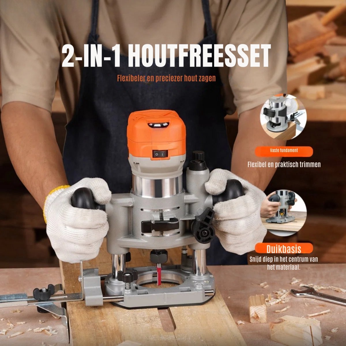 Kantenfrees PRO - Multifunctionele kantenfreesmachine - Bovenfrees trimmer - 800W - 10000-30000rpm