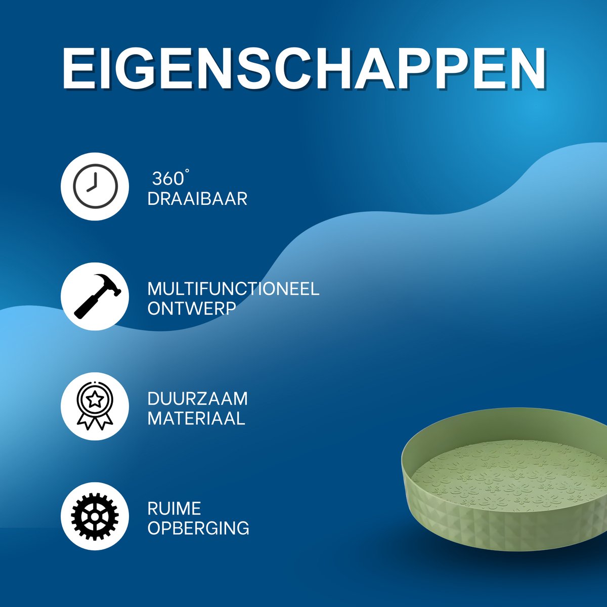 Kruiden draaiplateau - Kruiden orginazer - Keuken orginazer– Voor keuken of badkamer – 360° draaibaar - Groen