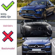 Voorbumper - Voor Mercedes C-Klasse W206 C300 2022-2024 - Auto accessoires - Lipspoiler - Mistlamp cover - Canard trim