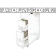 Badkamerkast - Opbergkast - Badkamermeubel - Voor smalle badkamers - Op wieltjes - Wit - 44*19,5*74 cm