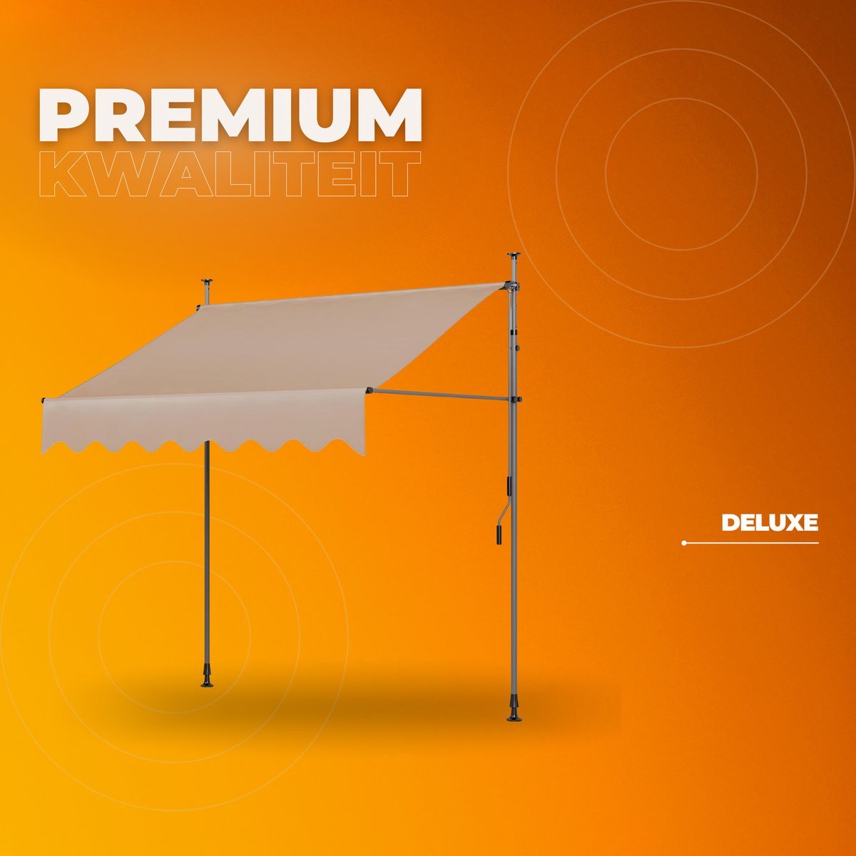 Luifel Balkon Tavien - Luifelklem voor Tuin en Zonbescherming - Intrekbare, UV-bestendige Luifel zonder Boren - 2x1,2m - Khaki