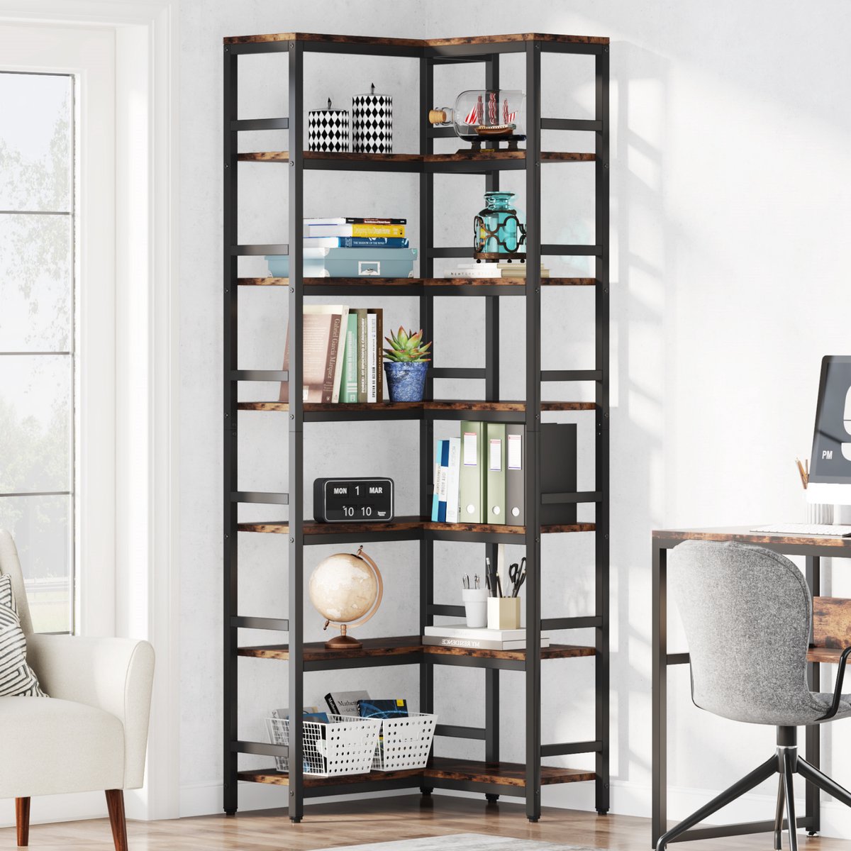 7-laags Boekenkast - Boekenplank - Boekenkast - Wandplank - Boekenrek - Voor opslag en display - Chocolade