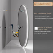 LED Badkamerspiegel met Verlichting - Ovaal 60-80 cm - Anticondens & Dimbaar - Smart Touch Wandspiegel - Make-up Spiegel - 3 Lichtkleuren - 2 Formaten