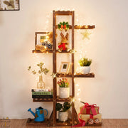 Happyment Plantenstandaard - Plantenrek trap - Bloemenrek voor binnen en buiten - Tuin etagere hout - 131cm