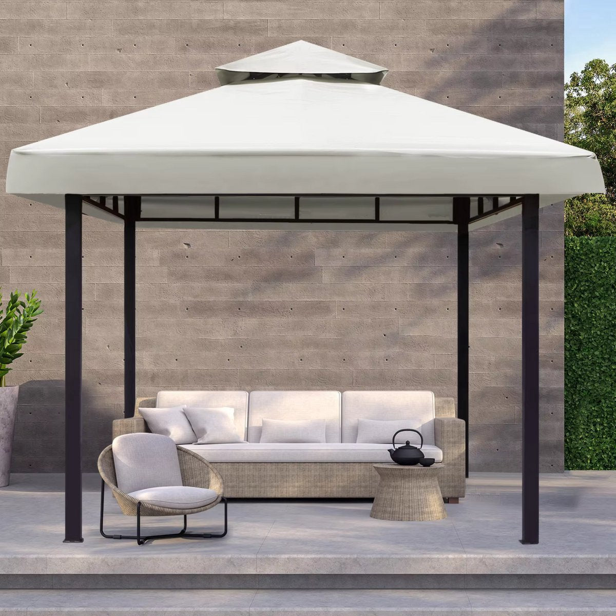 Partytent dak Fioren grijs - 3x3m doek - Tentdoek - Vervangend dak voor tent - Paviljoen - Waterdicht - Grijs