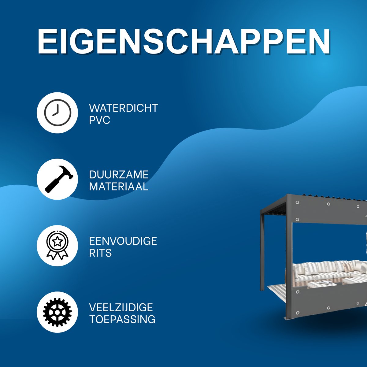 Zeildoek 210x240cm - Verranda - Dekzeil - Overkapping - Voor Terras, Pergola & Tuinhuis - Waterdicht - Wind - Donkergrijs