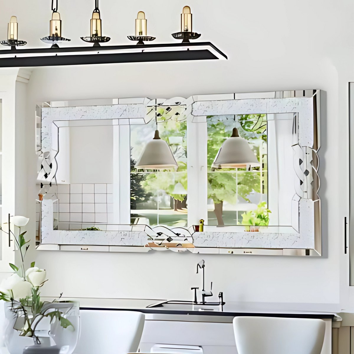 Kristal Wandspiegel XL - Woonkamer & slaapkamer - Rechthoek - Staand of hangend - 90x60cm