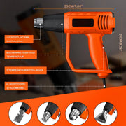 Warmtepistool Deluxe - 2000W Professionele Dubbele Temperatuurinstellingen 60℃-600℃ - Snelle Heteluchtpistoolset met 4 Nozzles