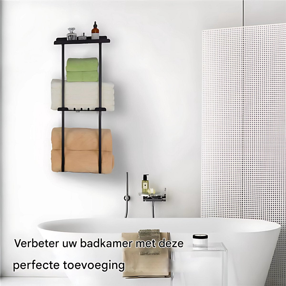Handdoekenrek badkamer - 80cm - Voor Badkamer en Keuken - Handdoekrek - 3 lagen - Wandmontage