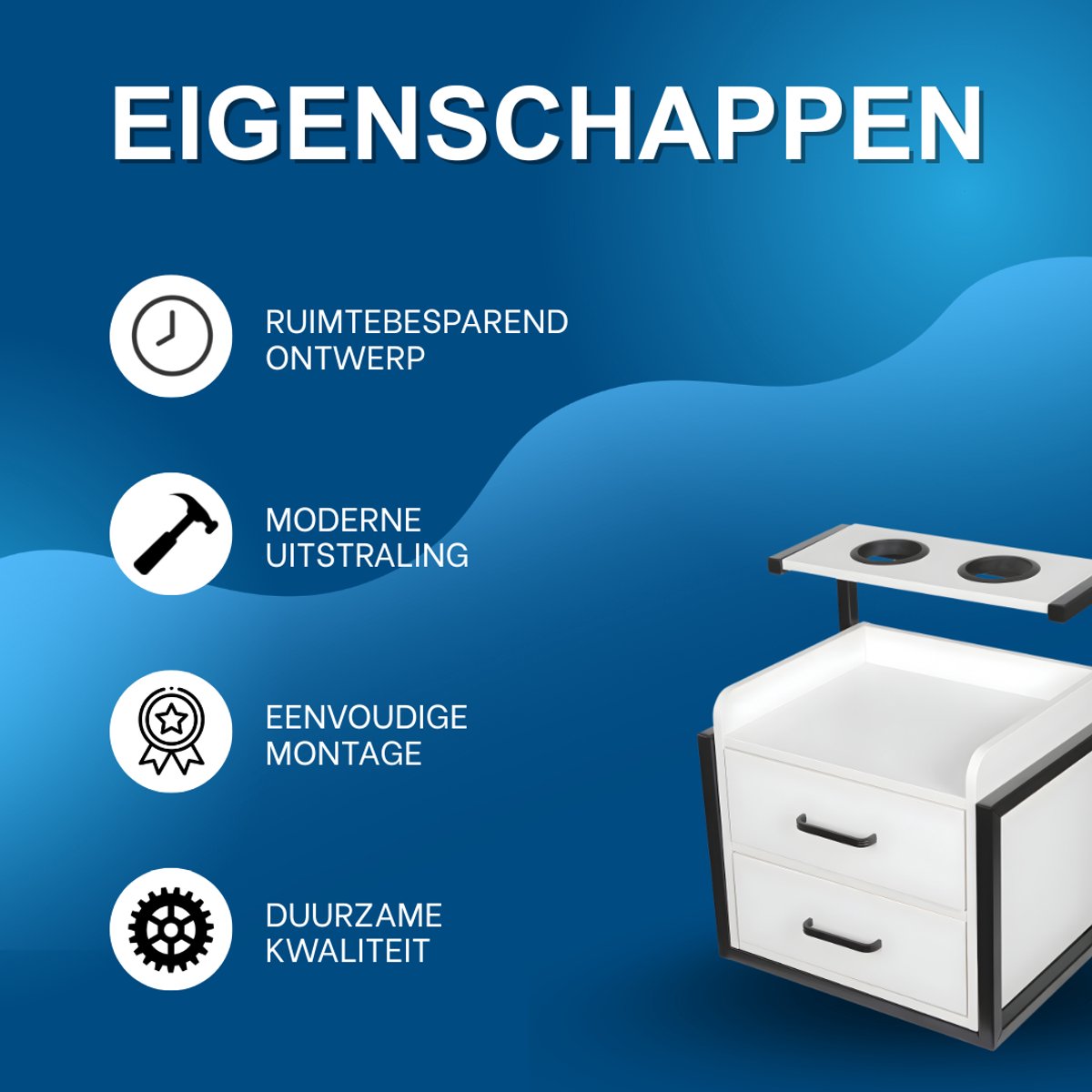 Wandkast - Hangkast - Muurkast - Opbergmeubel - Voor kapsalon - Opbergkast met wandmontage -Zwart/Wit