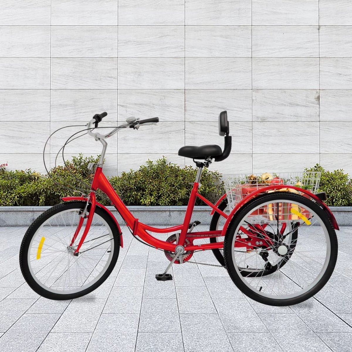 Driewieler Zyrell - Luco - 7 versnellingen - Fiets voor volwassenen en senioren - 24 Inch - Opvouwbare - Verstelbaar - Met mand - Voorrem - Geel
