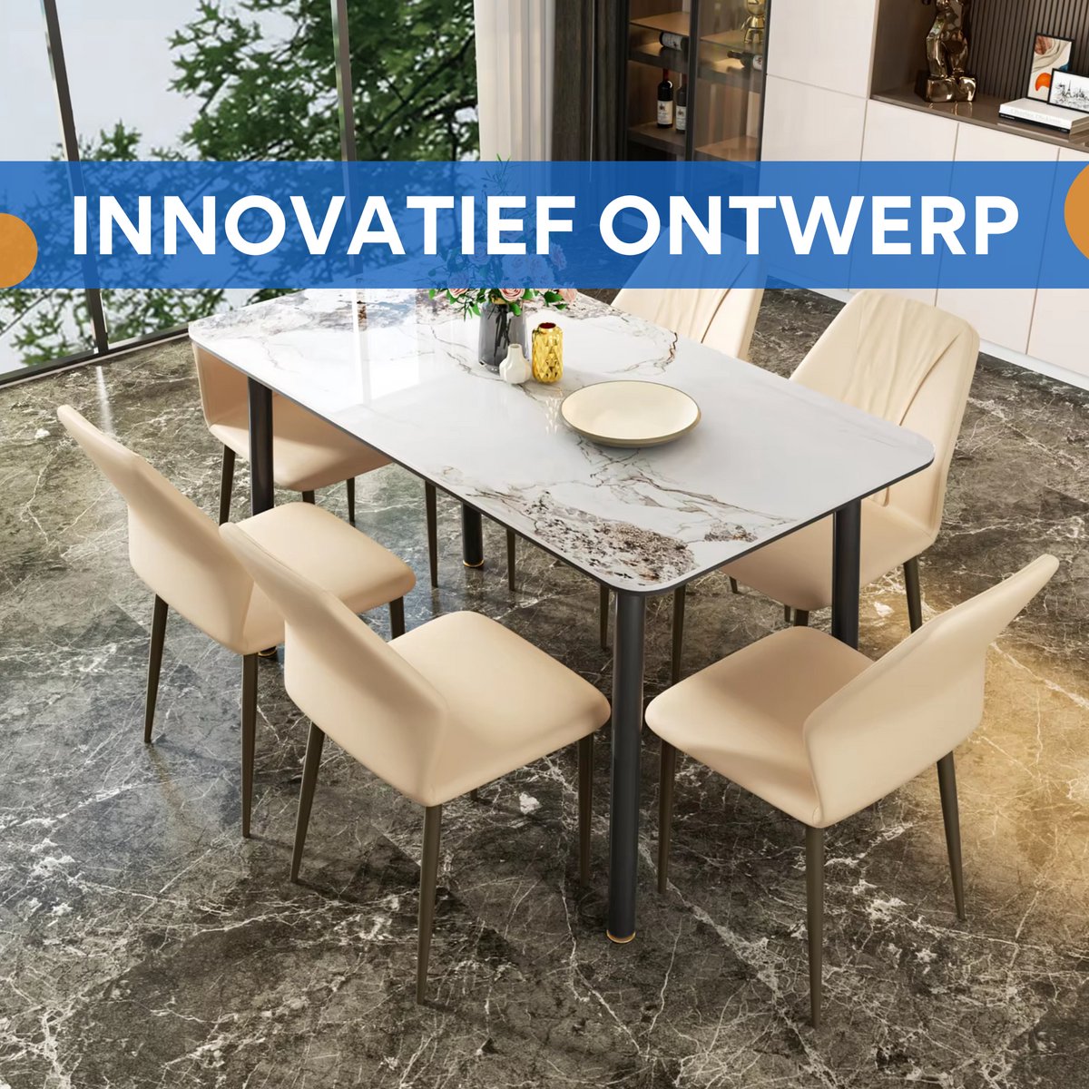 Eetkamerstoelen Lavio - Set van 2 - Elegante Keuken- of Restaurantstoel - Lounge - Khaki
