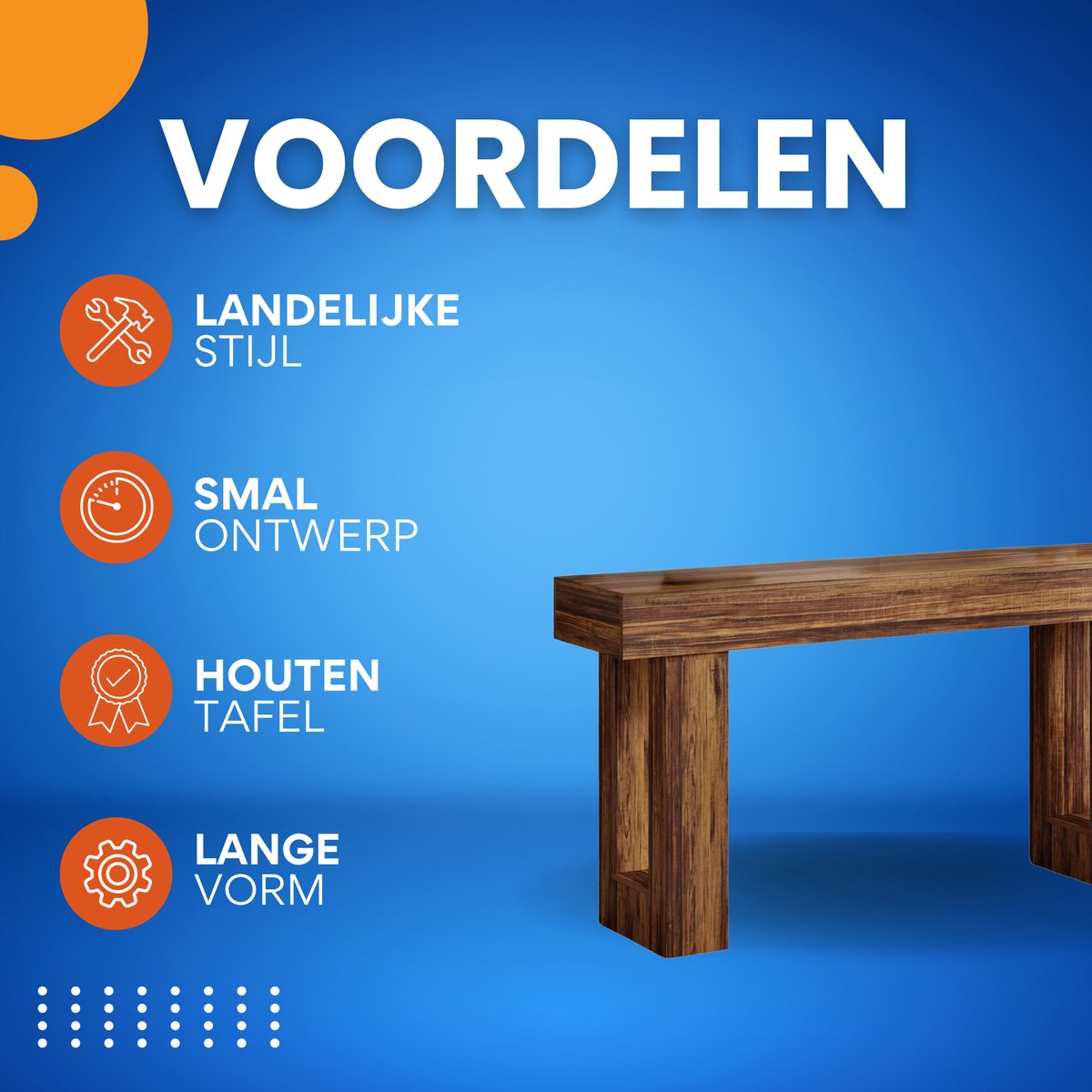 Consoletafel landy - Wandtafel - Sidetafel - Massief hout - Haltafel - Woonkamer of hal