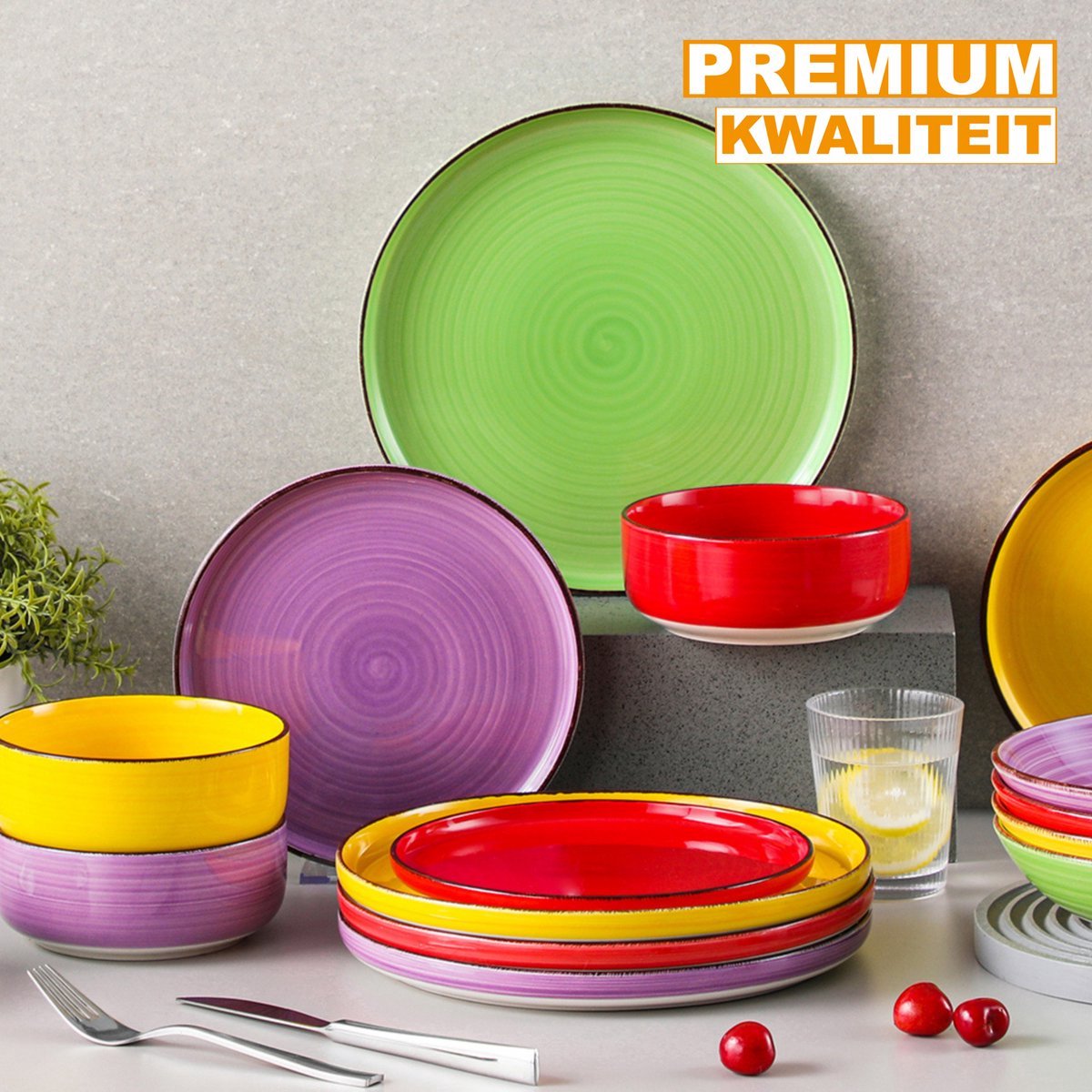 Valenza Serviesset Belloré - 32 delig - 8 persoons - Rainbow - Dinerborden - Bordenset - Diepe borden - Ontbijtborden - Servies - Keukenservies