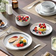 Splendid Ontbijtborden - Dinerborden - 4 persoons - 12 delig - Grijs Marmer - Keramisch - Kleine Borden