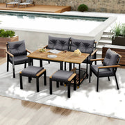 Eettafelset -Tuinmeubelset - Loungeset - Tuinlounge Lounge Set - Lounge Set - Voor Tuin of Terras - Tuinmeubelen voor 6-7 Personen met Fauteuils & Eetkar - Afneembare en Wasbare Hoezen