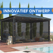 PVC Zeil Opulence - Met oogjes - Weerbestendig - Zeildoek - Voor veranda, kas, terras, tuin - Waterdicht & UV-bestendig - Donkergrijs transparant - 100x150cm