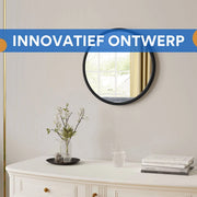 Ronde Wandspiegel - Voor Badkamer, Slaapkamer, Woonkamer en Hal - Stijlvol Zwart Metalen Frame - Moderne Ophangspiegel - 70x70cm