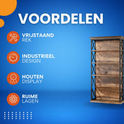 Boekenkast Vexa - Bruin - 6 Lagen - Boekenrek Opbergrek - Voor Woonkamer, Kantoor of Slaapkamer