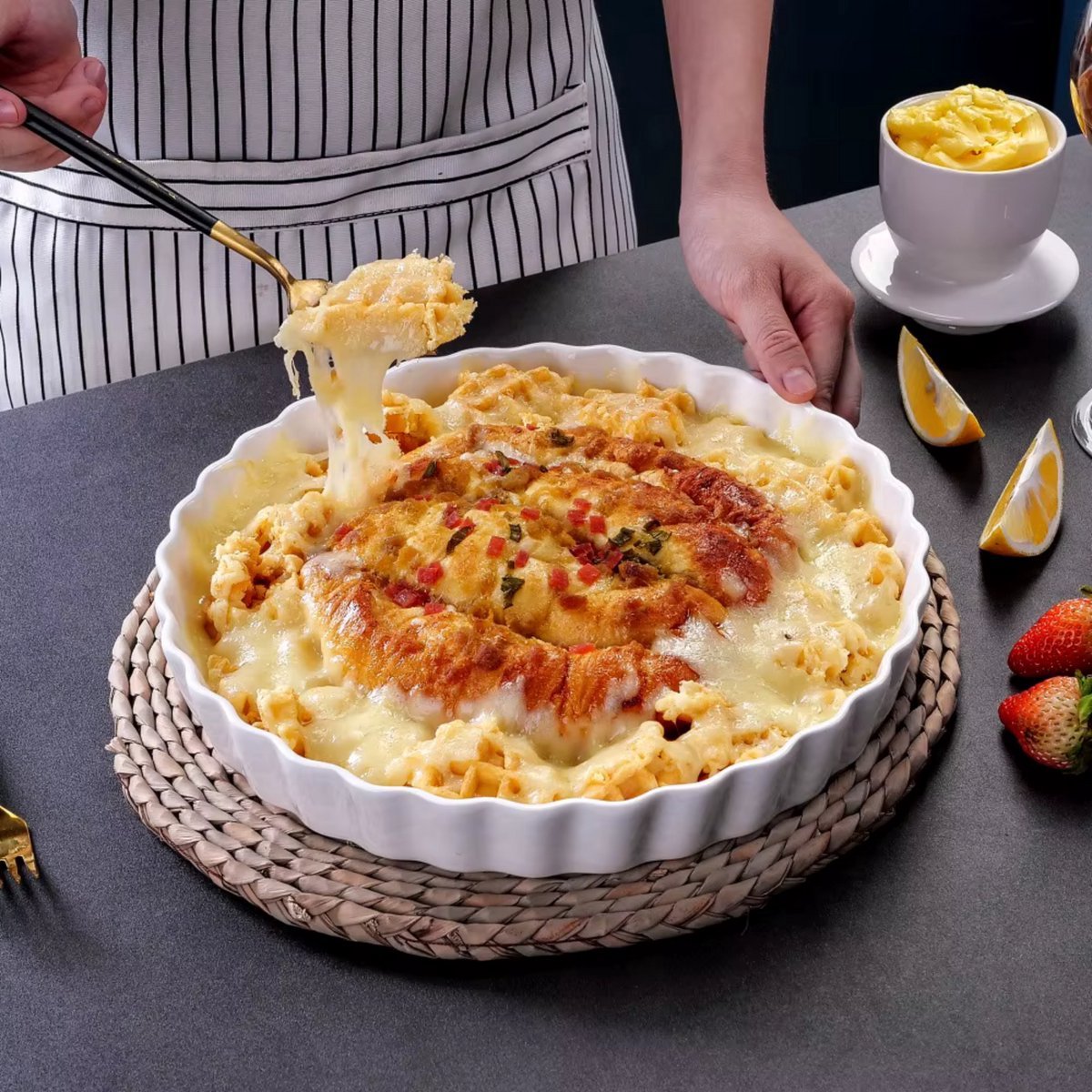 Ventina Ovenschaal Exclusiva - 1 delig - Wit - 1200ML - Servies - Diepe borden - Ontbijtborden - Bordenset