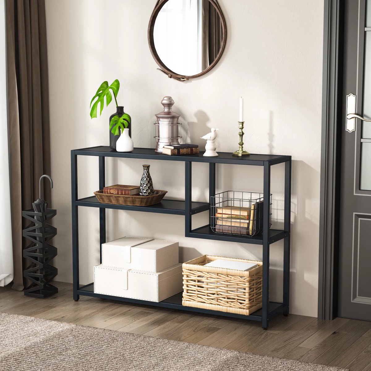 Console tafel Dolia - Zwart - Wandtafel - Sidetafel - Dressoir - Hout- Haltafel - Woonkamer of hal - 110cm