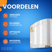 Gebogen Wandspiegel - Venetiaanse Accent Spiegel- Zilver - Glas - Decoratie voor Woonkamer