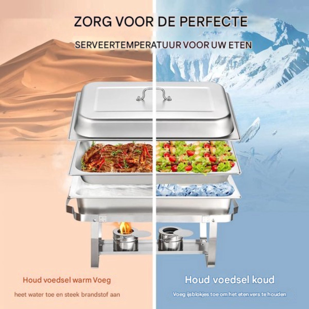 Happyment Buffetwarmer Deluxe - Cateringschaal - Serveerschaal - met Deksel - Warmhoudbakken - 2 stuks