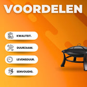 Tuin Vuurplaats - Vuurschaal - Vuurkorf - Terrashaard - Houtgestookte Stalen BBQ Grill met Mesh Vuurhaard - Ideaal voor Achtertuin, Camping & Picknick