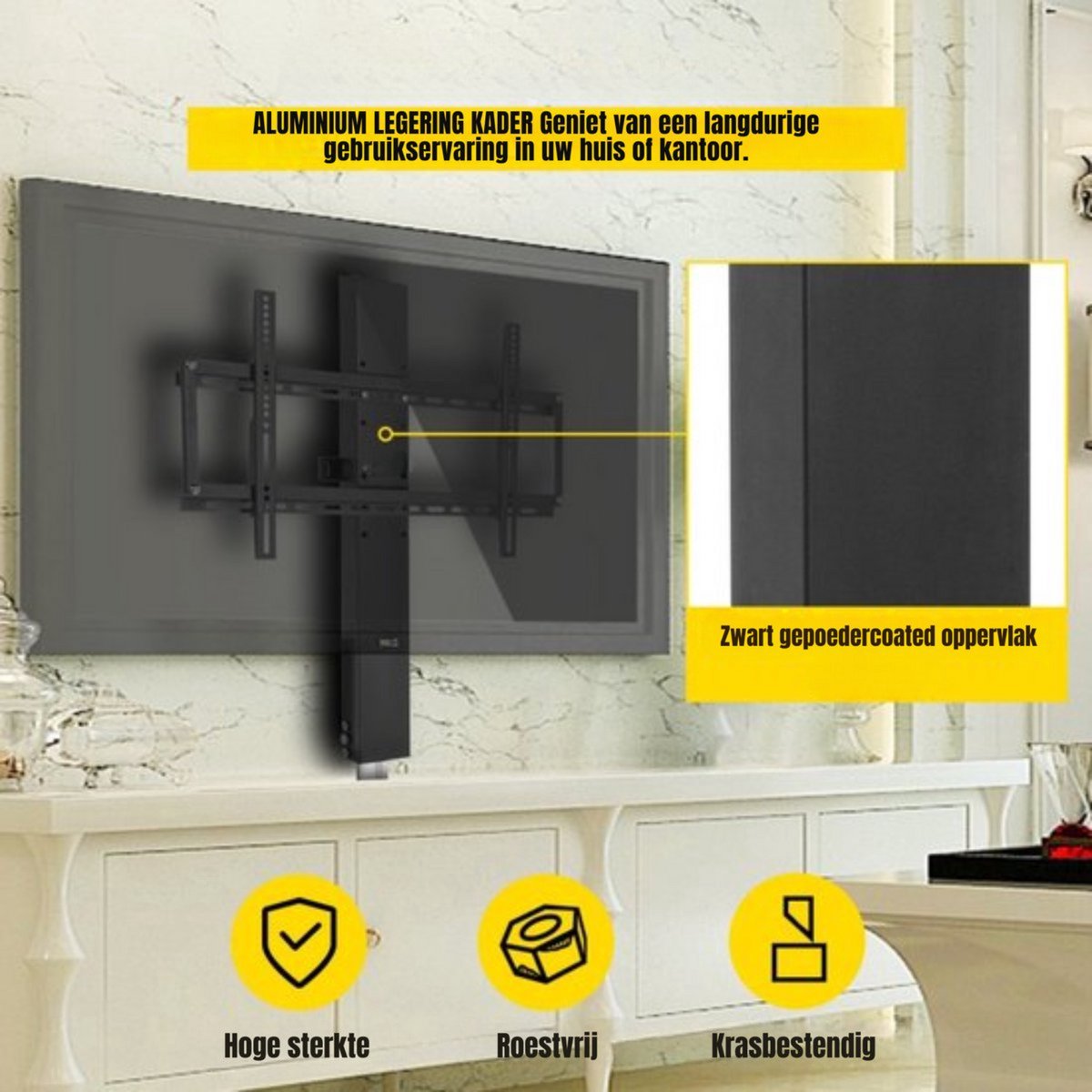 TV Lift - Muurbeugel - Met afstandsbediening - Voor 26-57 inch - TV lift meubel - Woonkamer of kantoor - Hoogte verstelbaar