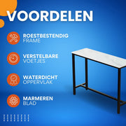 Bartafel Milano - 120cm - Voor binnen - Keuken en woonkamer - Marmer look - 4 to 6 personen - Wit grijs