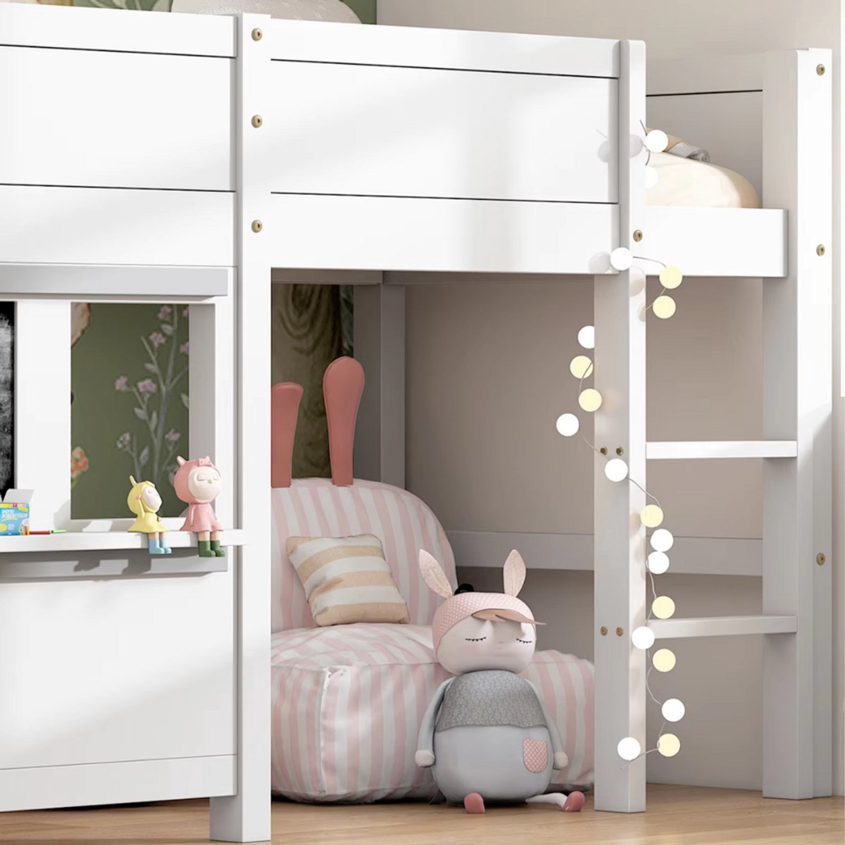 Kinderbed Tavien 90 x 200 cm - Voor Kinderen - Huisbed - Peuterbed - Met valbeveiliging - Met lattenbodem - Zonder matras